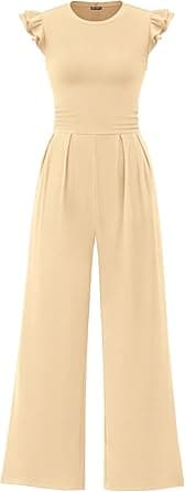 PRETTYGARDEN Summer Jumpsuits for Women Dressy 2025 Casual Ruffle Cap Sleeves Romper Crew Neck Rib Knit One Piece Outfits on Amazon.ae - Price Tracker