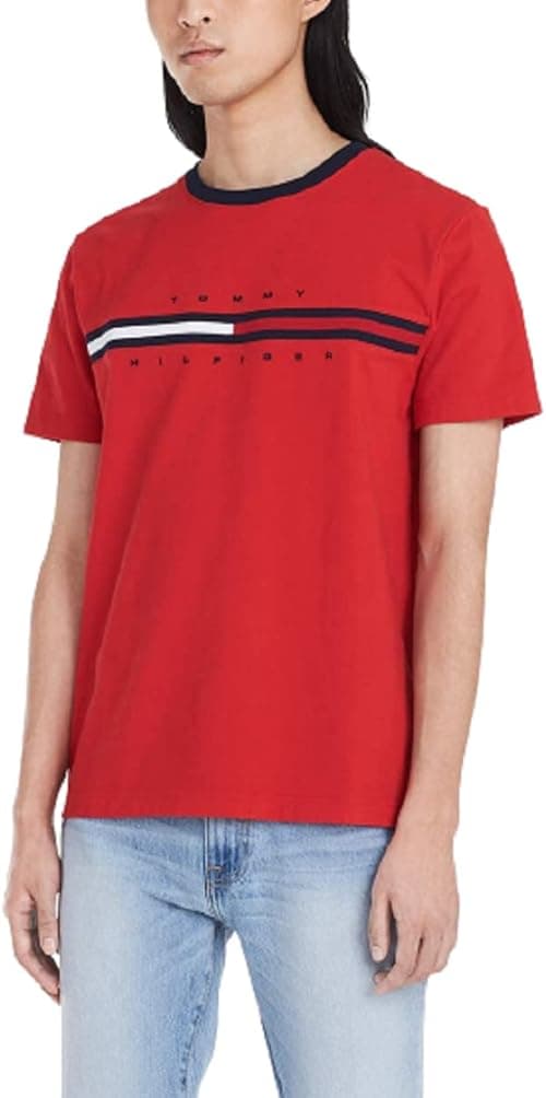 Tommy Hilfiger Men's Short Sleeve Signature Stripe Graphic T-shirt on Amazon.ae - Price Tracker