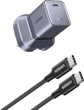 UGREEN Nexode Air 65W Fast Charger Type C with 100W USB-C Cable 1M, Grey | GaN Travel Charge Adapter, Ultra-compact and Conveniently Portable, Durable Braided cable, 65W iPhone Charger, Laptop Charger on Amazon.ae - Price Tracker