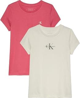 Calvin Klein Girls 2-PACK SLIM MONOLOGO T-SHIRT T-Shirts (pack of 2) - Best Deal Finder