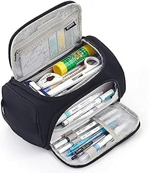 HVOMO Big Capacity Pencil Case High Large Storage Pouch Marker Pen Case Travel Simple Stationery Bag School College Office Organizer for Teens Girls Adults Student（Black） - Best Deal Finder