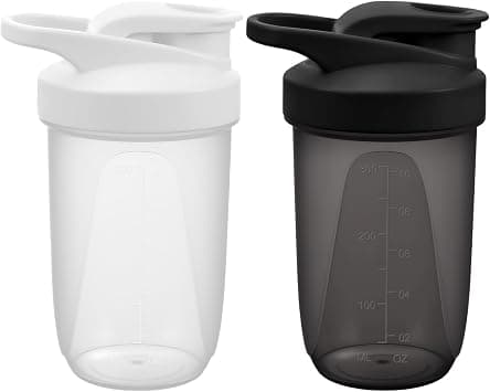 Protein Shaker Bottle, Gym Mixing Container, 400ml Supplement Drink Blender for Workout Nutrition, Meal Replacement, Smoothie, Black and White Color Set, 2-Pack على Amazon.ae - متتبع الأسعار