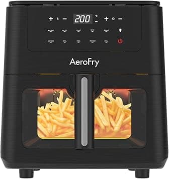 Digital Air Fryer 6L Panoramic glass, Oil Free Healthy Cooker with multiple Presets, Non-Stick Basket with 360° High speed air technology- Black | قلاية هوائية رقمية بدون زيت on Amazon.ae - Price Tracker