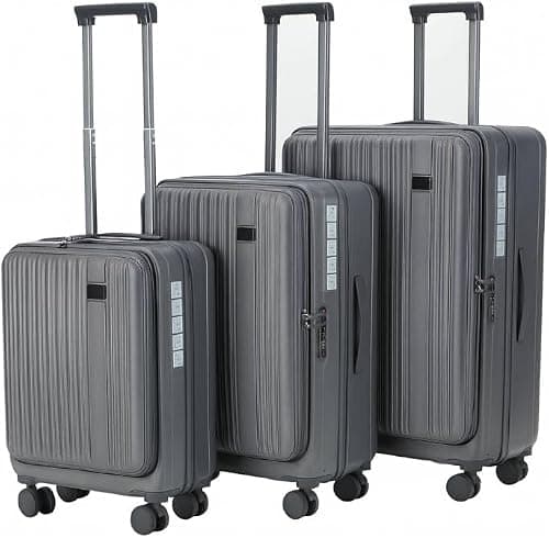Luggage Set, 3-Piece ABS and PC, Grey, TSA-Compatible Lock, Waterproof, Lightweight, 20-24-28 Inches (Grey) على Amazon.ae - متتبع الأسعار