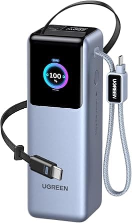 UGREEN Power Bank 25000mAh, 200W Laptop Power Bank Fast Charging(3C1A), Portable Battery Pack with Built-in Retractable USB-C Cable & Digital Display, for MacBook/iPhone/Galaxy, Nexode Pro New Series - Best Deal Finder