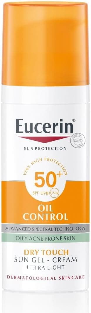 Eucerin Face Sunscreen Oil Control Gel-Cream Dry Touch, High UVA/UVB, SPF 50+, Light Texture Sun Protection, Suitable Under Make-Up, For Blemish-Prone Skin, 50ml on Amazon.ae - Price Tracker