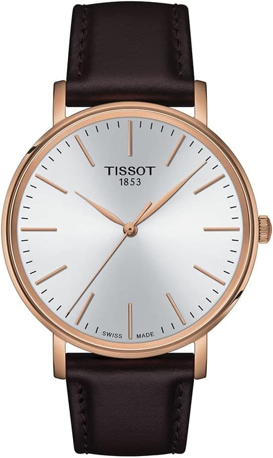 Tissot mens Everytime Gent 316L stainless steel case with rose gold PVD coating Quartz Watch, Brown, Leather, 20 (T1434103601100) on Amazon.ae - Price Tracker