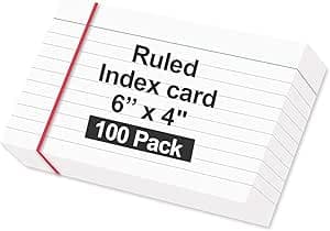 MARKQ Ruled index card, 100 Pack White Lined Record Cards for Office School Note making, List Making, Revision Flash Cards, 6” x 4", 240GSM on Amazon.ae - Price Tracker