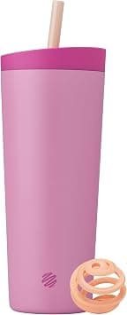 Blender Bottle 2-in-1 Insulated Stainless Steel Shaker Tumbler, Swig Leakproof Lid, Straw, BlenderBall, BPA Free, For Protein Shakes, Smoothies, And Pre Workout, 24 oz, Pink (Rose Petal) - Best Deal Finder