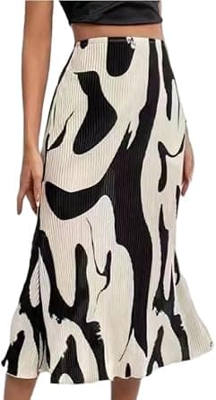 Elegant Women's High Waist Midi Skirt, Pleated or Pencil Fit, Floral Printed Bodycon Skirts for Office, Casual and Party Wear, Lightweight, XXL - Best Deal Finder