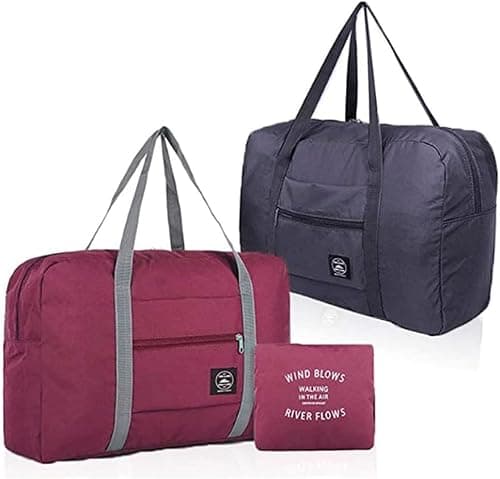 Foldable Travel Duffel Bag (2-Pack), Weekender Overnight Bag for Airlines & Carry-On Luggage - Lightweight Sport Duffle - Perfect for Women & Girls (Deep Red & Black) on Amazon - Best Deal Finder