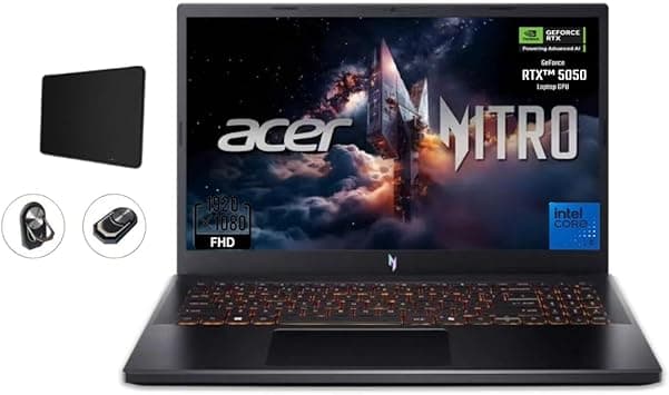 acer Nitro V Gaming Laptop, 15.6" FHD IPS Display, 165Hz, Intel i5-13420H, NVIDIA GeForce RTX 5050 with 8GB GDDR7 VRAM, 16GB RAM, 1TB SSD, BK, Win11H, Obsidian Black, TWE Accessories on Amazon.ae - Price Tracker