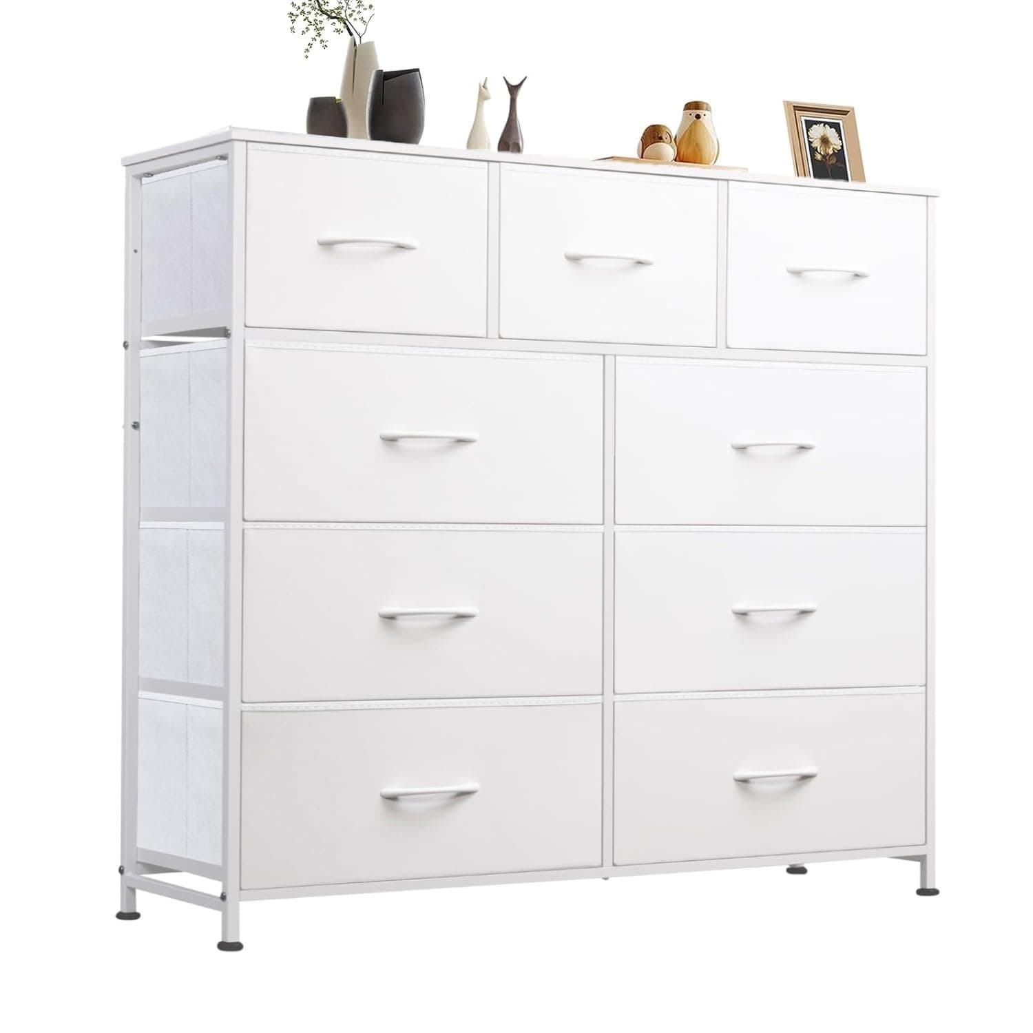 SKY-TOUCH Storage Cabinet : Bedroom Dresser with 9 Drawers Wide Storage Chest with Removable Fabric Bins Storage Organizer Unit for Living Room Entryway Hallway Nursery Kids Room (100*30*96CM White) on Amazon.ae - Price Tracker
