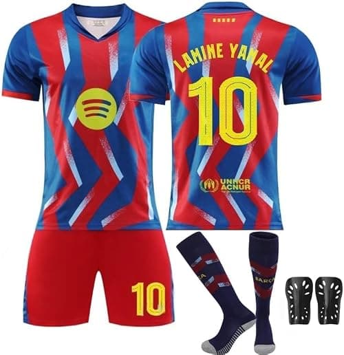2025/26 Fourth Away Champion Edition BAR Football Jersey Kit–LAMINE YAMAL #10 Signed Edition–Soccer Uniform Set with Shorts,Socks&Knee Pads–Athletic Training Gift for Men,Youth&Boys(16–3XL) على Amazon.ae - متتبع الأسعار