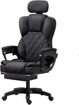 Office Chair Ergonomic Desk Chair with Footrest & Armrest, High Back Executive Office Chair, Home Computer Reclining Chair for Work, Max 200kg (Linen-With Footrest, Black) على Amazon.ae - متتبع الأسعار