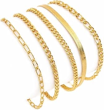 DEARMAY Gold Bracelets for Women, Waterproof, 14K Real Gold, In Fashion, Thin Dainty Stackable Cuban Link Bracelets Pack, Paperclip Link, Fashion Accessories on Amazon.ae - Price Tracker