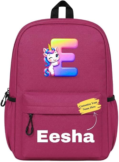 Custom Name and Letter Printed Girls School Backpack - A to Z Kids Bag على Amazon.ae - متتبع الأسعار