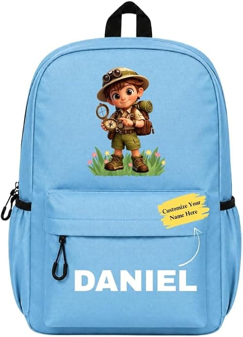 Custom Name Printed Boys School Backpack - Explorer Theme Kids School Bag on Amazon.ae - Price Tracker
