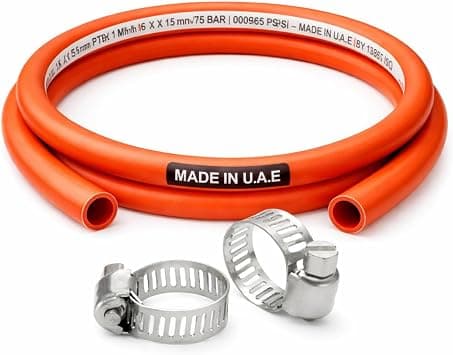 LPG Gas Hose Pipe for Gas Stove and Gas Cylinder Heavy Duty High Pressure Flexible Hose Pipe with Clamps for Butane Gas Kitchen BBQ Cooker Gas Connection Tube Orange |Made In UAE| 2M فرن غاز on Amazon.ae - Price Tracker
