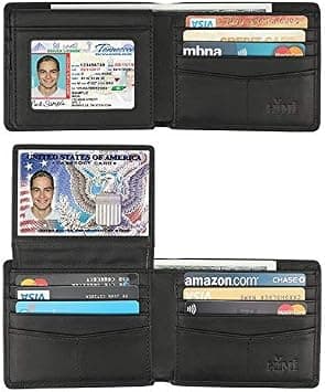 Wallet for Men-Genuine Leather RFID Blocking Bifold Stylish Wallet With 2 ID Window on Amazon.ae - Price Tracker
