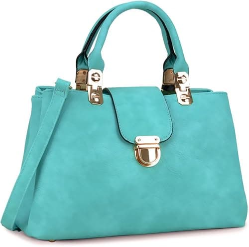 Dasein Women Satchel Handbags Top Handle Purse Medium Tote Bag Vegan Leather Shoulder Bag Turquoise on Amazon.ae - Price Tracker