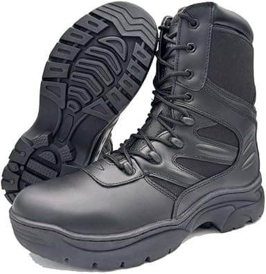 INTAN Mens Military Tactical Work Boots Side Zipper Leather Motorcycle Combat shoes. على Amazon.ae - متتبع الأسعار