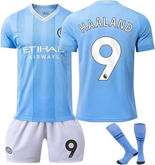 Haaland Soccer City Kids Jersey Set - Red, Short Sleeve, Crew Neck, Ribbed Cuff, Polyester Blend, Unisex-Kids, Shirt, Kids على Amazon.ae - متتبع الأسعار