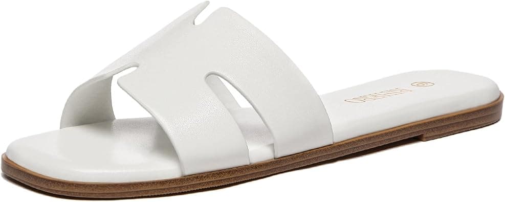 Rihero Women's Dressy Flat Sandals Comfortable Slip On Leather Slide Sandals على Amazon.ae - متتبع الأسعار