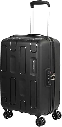 American Tourister Ellipso Suitcase, Cabin Size 55 cm / 20 inch, 4 Spinner Wheels, Hard Top, Polypropylene, Black|Scratch Resistant Texture|Shoe & Laundry Bag|TSA Lock - 3 Years Global Warranty on Amazon.ae - Price Tracker
