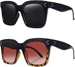 Vintage Women Oversized Sunglasses Designer Luxury Square Sun Glasses UV400 Protection Flat Lens - Best Deal Finder