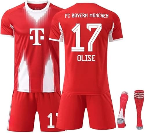 2025/26 Home BMFC Football Jersey Kit– OLISE #17 Signature Edition–Soccer Uniform Set with Shorts,Socks & Knee Pads–Athletic Training Gift for Men,Youth & Boys(16–3XL) على Amazon.ae - متتبع الأسعار