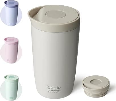 BOTTLE BOTTLE Insulated Travel Mug 350ml Stainless Steel Office Coffee Cup with Push Button Lid Keeps Cold and Hot for 8 Hours (Gray) on Amazon.ae - Price Tracker