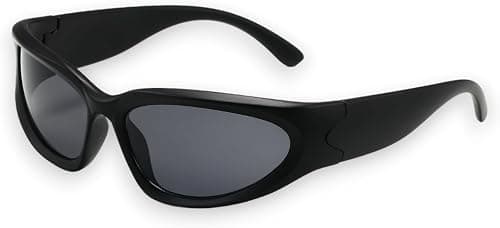 milramtob Y2K Wrap Around Fashion Sunglasses Silver Oval Shades Sports Sun Glasses Cyber Aesthetic Eyewear for Women Men على Amazon.ae - متتبع الأسعار