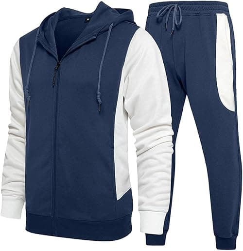MANTORS Men's Hooded Athletic Tracksuit Casual 2 Pieces Suits Color Block Hoodies and Sweatpants Set on Amazon.ae - Price Tracker