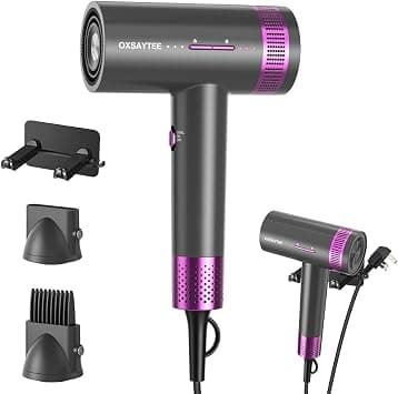 1800W Ionic Hair Dryer, Professional Salon Hair Blow Dryer, 3 Heating/2 Speed/Cold Settings Blow Dryer with 2 Concentrator, 1 Diffuser Foldable Hair Dryer For Home Salon Travel (grey-02) - متتبع أسعار Amazon.sa