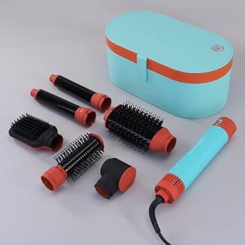 ENZO Profesional EN-4133 6-in-1 Hair Dryer Brush & Multi Styler – Ionic Hot Air Blow Dryer, Hair Straightener, Curler & Volumizing Brush – Green Orange - Intl Version on Amazon.ae - Price Tracker