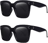 Vintage Women Oversized Sunglasses Designer Luxury Square Sun Glasses UV400 Protection Flat Lens - Best Deal Finder