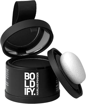 BOLDIFY Hairline Powder, Instantly Conceals Hair Loss and Fills In Receding Hairlines, and Wide Parts, Stain-Proof 48 Hour Formula for Hair & Beard, Root Concealer & Gray Hair Coverage (Black) - Best Deal Finder