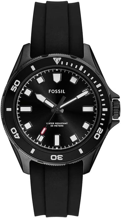 Fossil Dalton Three-Hand Silicone Wrist Watch for Men, Black/Black on Amazon.ae - Price Tracker