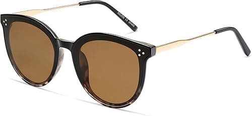 SOJOS Dolphin Retro Vintage Sunglasses Women's Round Cat Eye Glasses Oversized UV 400 Protection with Spring Hinge, Glasses Cloth and Glasses Bag on Amazon.ae - Price Tracker