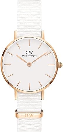 Daniel Wellington Petite Dover, Weiß/Roségold Uhr, 28mm, Nato, für Damen on Amazon.ae - Price Tracker