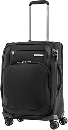 Samsonite Hexel Suitcase Cabin Size 56 cm / 20 inch, 4 Spinner Wheels, 100% Nylon, Black|TSA Lock|Trifold Garment Bag|Shoe Bag|Expandable|Front Storage|Top Storage Pocket - 10 Years Global Warranty on Amazon.ae - Price Tracker