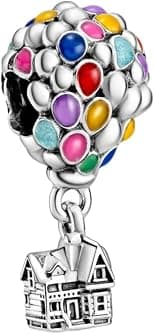 Disney Up House Hot Air Balloon Charm 925 Sterling Silver Pendant,Girl Jewelry Beads Gifts for Women Bracelet&Necklace A0016, Silver, Cubic Zirconia - Best Deal Finder