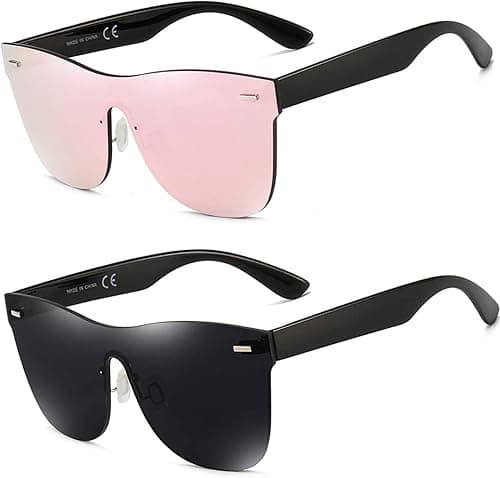 Dollger Trendy Mirrored Sunglasses for women men Rimless one piece colored lens reflective cool sunglasses on Amazon.ae - Price Tracker