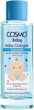 Cosmo Baby Cologne Paradise 100ml, Eau De Cologne, A Gentle & Refreshing Scent, Enriched With Pro Vitamin B5 & Glycerin, Long Lasting, Perfect For Your Baby's Delicate Skin, Paraben & Phthalate Free on Amazon.ae - Price Tracker