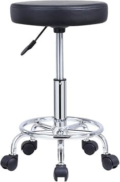 KKTONER PU Leather Round Rolling Stool with Foot Rest Swivel Height Adjustment Medical Spa Drafting Salon Tattoo Work Office Massage Stools Task Chair Black على Amazon.ae - متتبع الأسعار