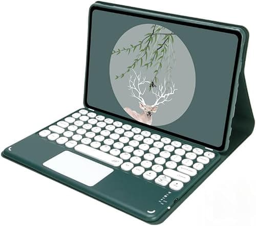 Gruattreay Arabic and English Keyboard Case Compatible with Honor Pad 10 12.1 Inch,2025 Release,with Cute Round Key Detachable Touchpad Keyboard Case (Dark Green) على Amazon.ae - متتبع الأسعار