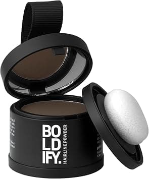 BOLDIFY Hairline Powder, Instantly Conceals Hair Loss and Fills In Receding Hairlines, and Wide Parts, Stain-Proof 48 Hour Formula for Hair & Beard, Root Concealer & Gray Hair Coverage (Medium Brown) | Water resistant, 24 hours. Hold, stain-free, for thinning hair, root concealment, for men and women on Amazon.ae - Price Tracker