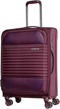 American Tourister Fornax Suitcase, Check-In Size 66 cm / 24 inch, 4 Spinner Wheels, Soft Top, Polyester, Raisin Red|TSA Lock|Front Storage Compartment|Expandable - 3 Years International Warranty on Amazon.ae - Price Tracker