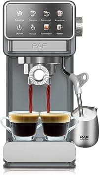 RAF Semi-Automatic Espresso Machine 1300W | 20 Bar Pressure Coffee Maker with Dual Boiler | 1.2L Water Tank & Milk Frother Steam Wand | Premium Home Barista Coffee Machine on Amazon.ae - Price Tracker